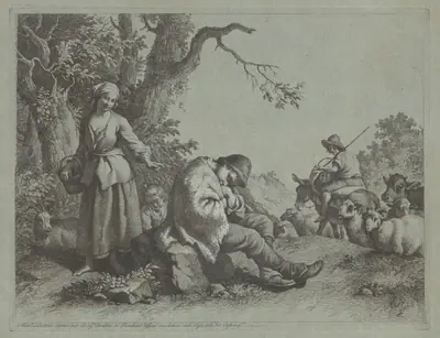 Sleeping Shepherd Boy and  Woman with a Child
