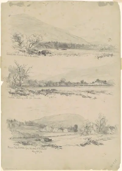 Catskill Mountains, Round-Top in the Distance; Catskills Looking North from Palenville; and Round Top, Catskills, from the Road to Bracketts [verso]