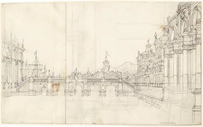 A Capriccio of Palaces and a Loggia Facing a Classical Bridge