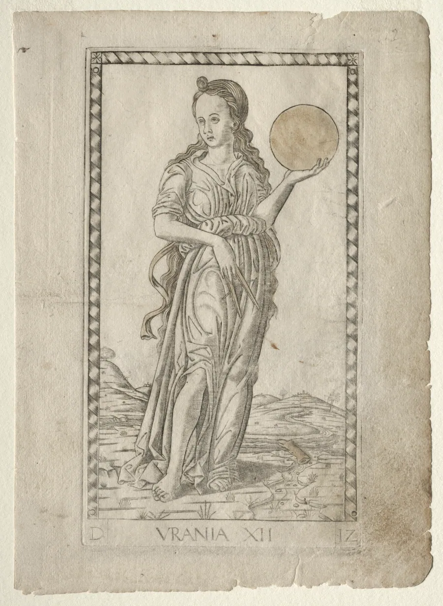 Urania (astronomy) (from the Tarocchi series D:  Apollo and the Muses, #12) by Master of the E-Series Tarocchi