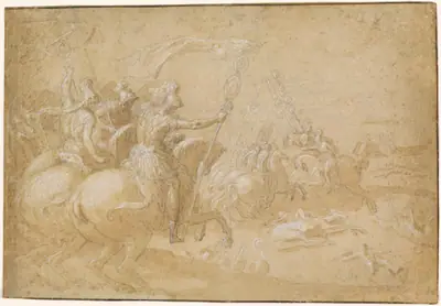 Ancient Roman Warriors Riding into Battle
