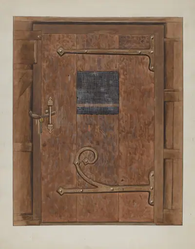 Iron Hinges on Door