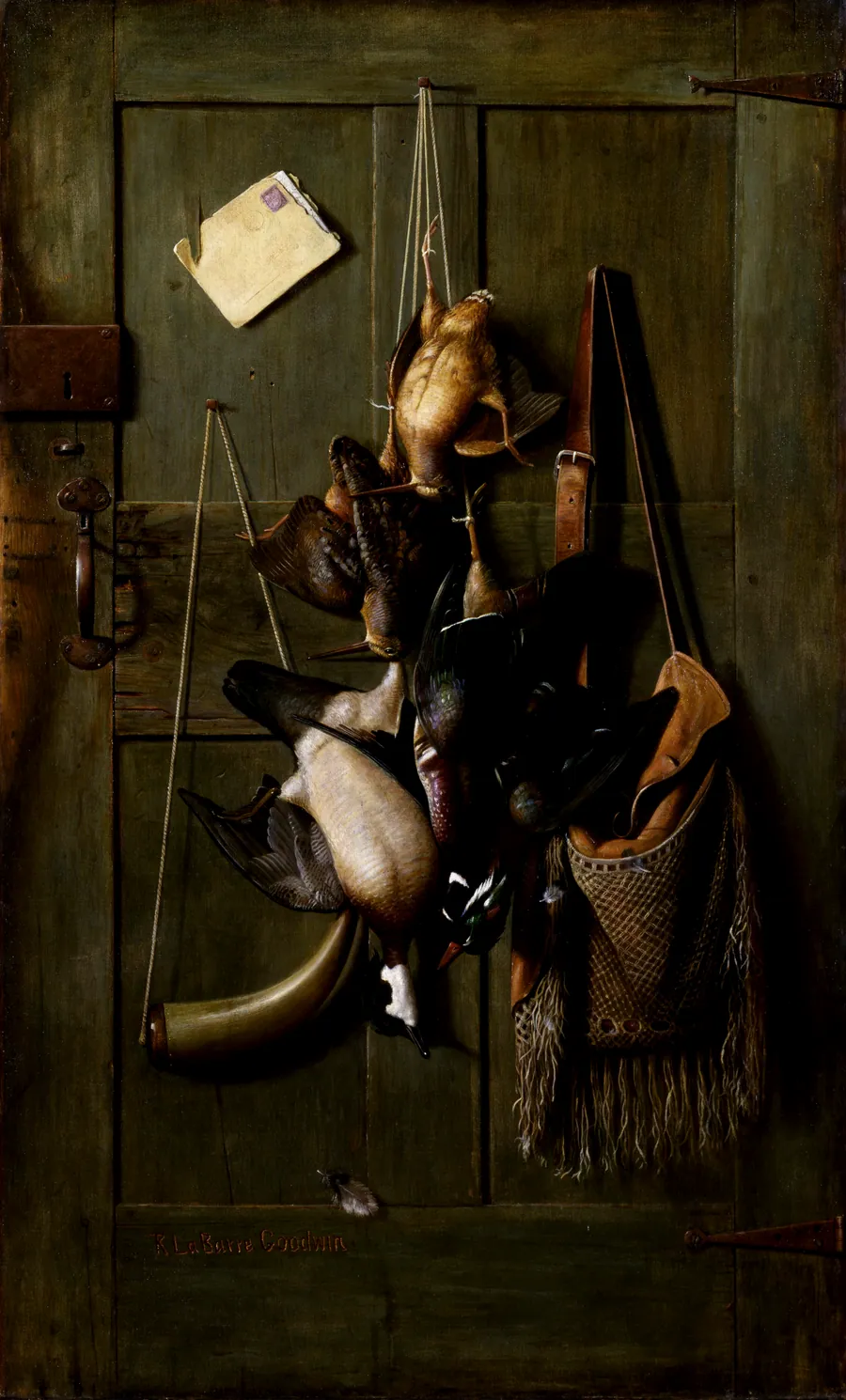 Cabin Door Still Life by Richard La Barre Goodwin, born Albany, NY 1840-died Orange, NJ 1910
