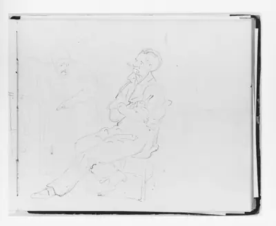 Seated Man Smoking and Woman Pointing (from Sketchbook)