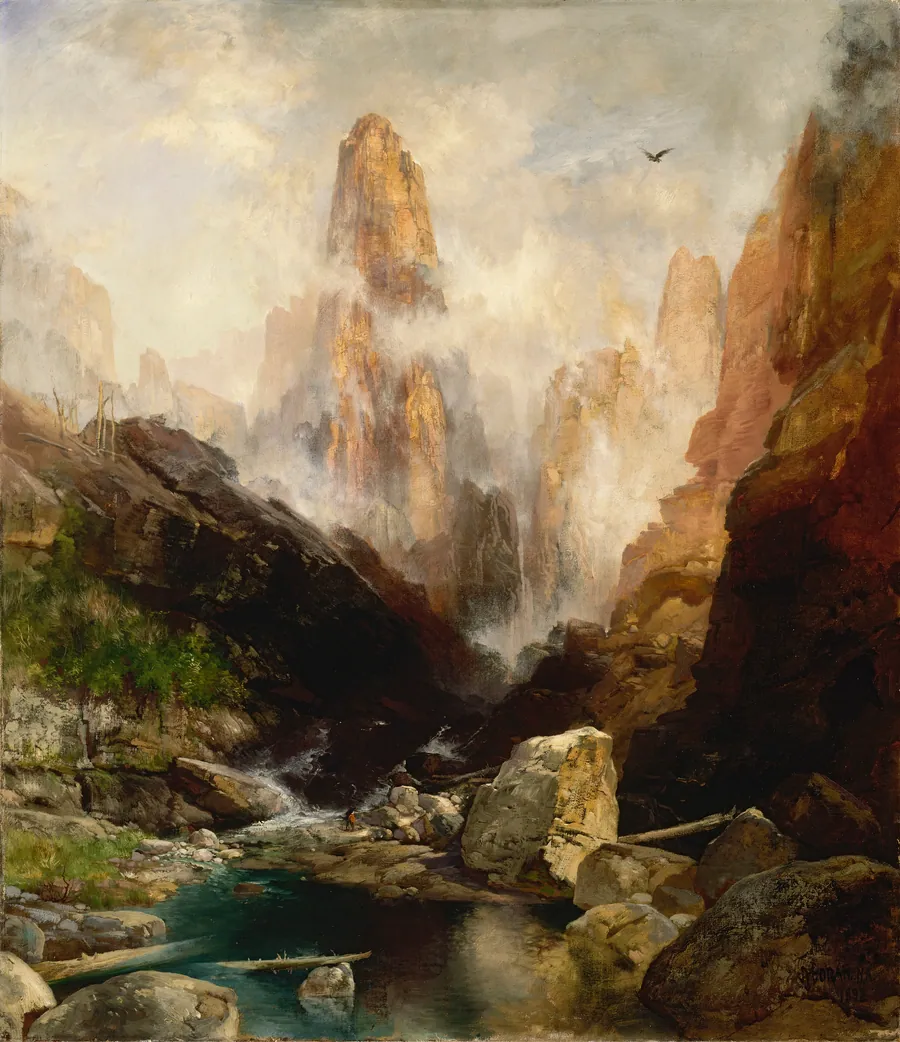 Mist in Kanab Canyon, Utah by Thomas Moran, born Bolton, England 1837-died Santa Barbara, CA 1926