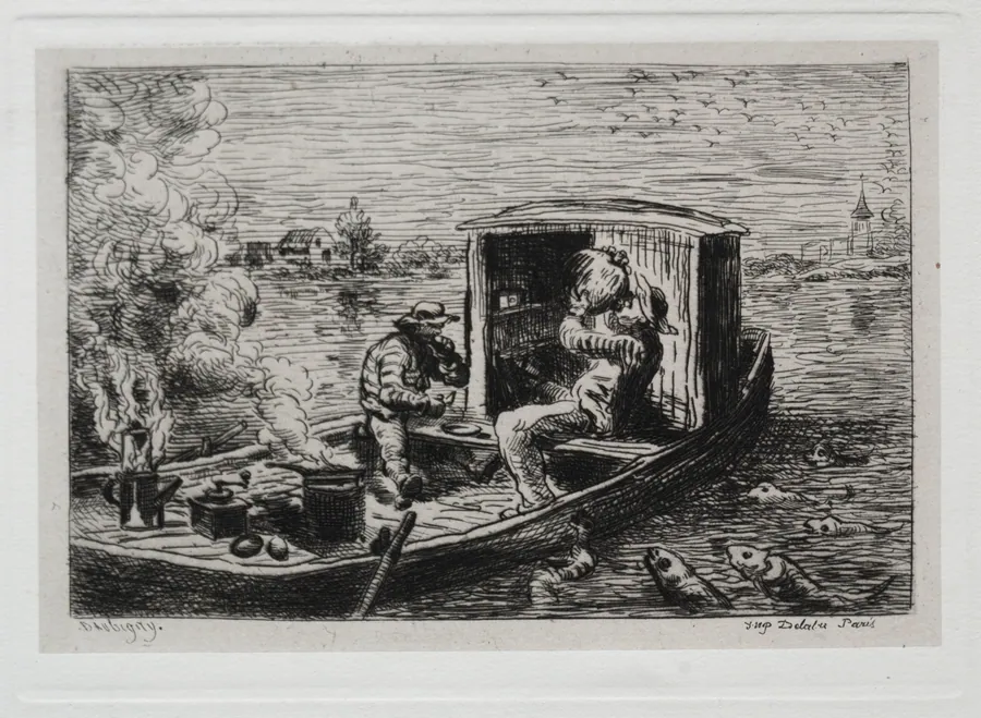 The Boat Trip: Guzzling or Lunch on the Boat by Charles François Daubigny