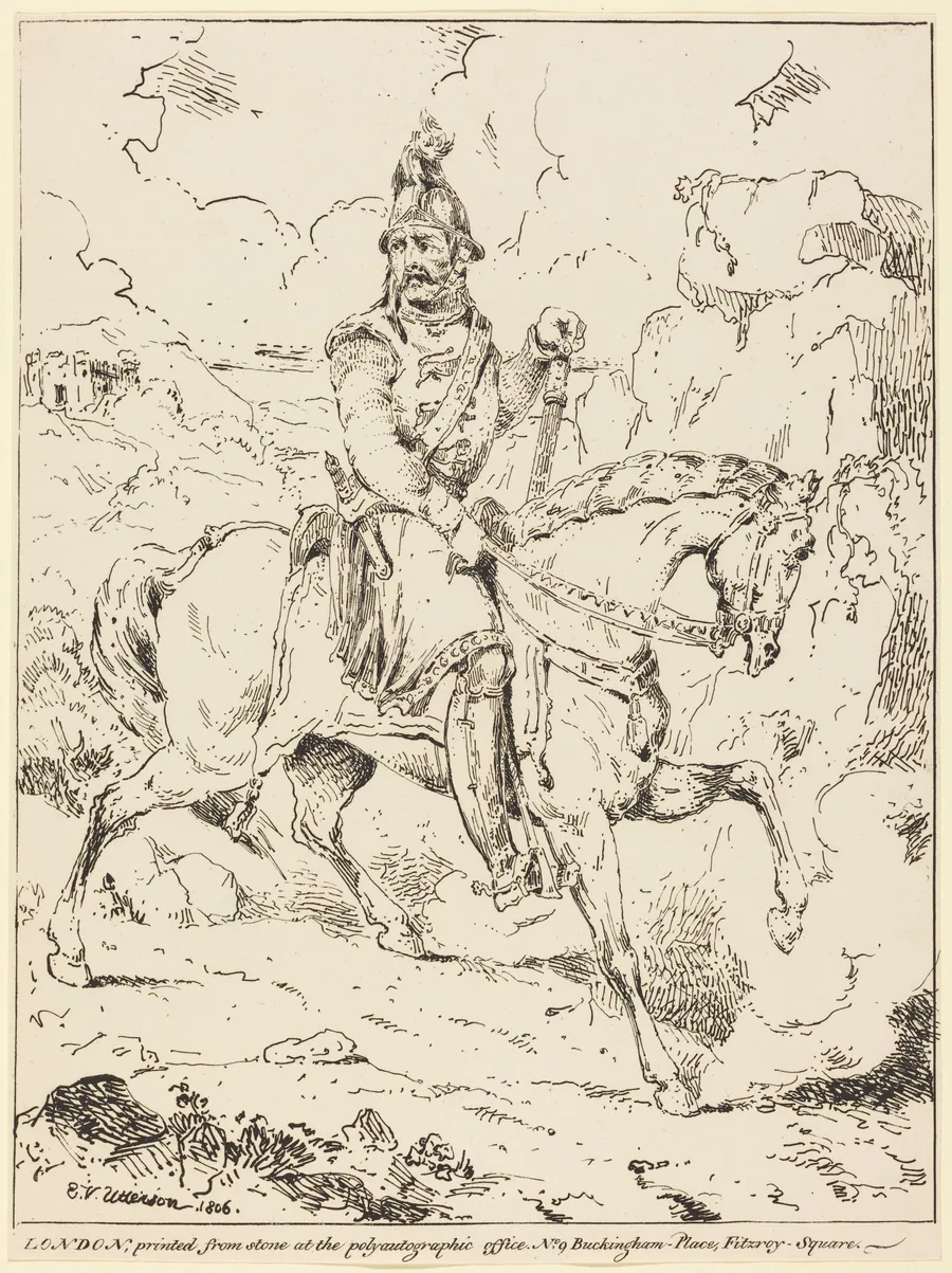 Knight in Armor on Horseback by Edward Vernon Utterson