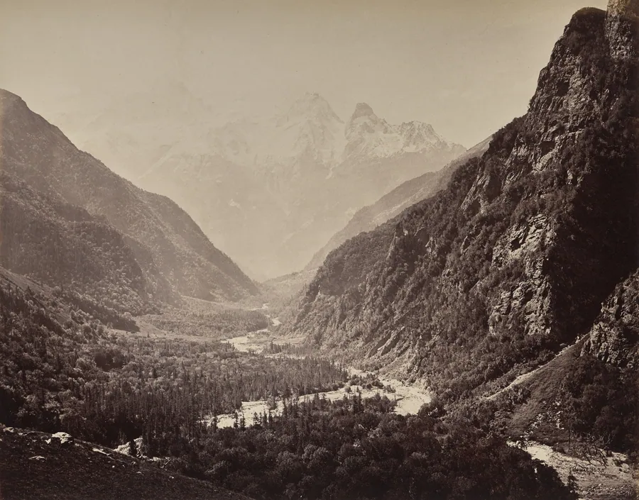 The Upper Himmalayahs. View of Valley from Fallaldasa with Srikanta Peaks in the Distance by Samuel Bourne