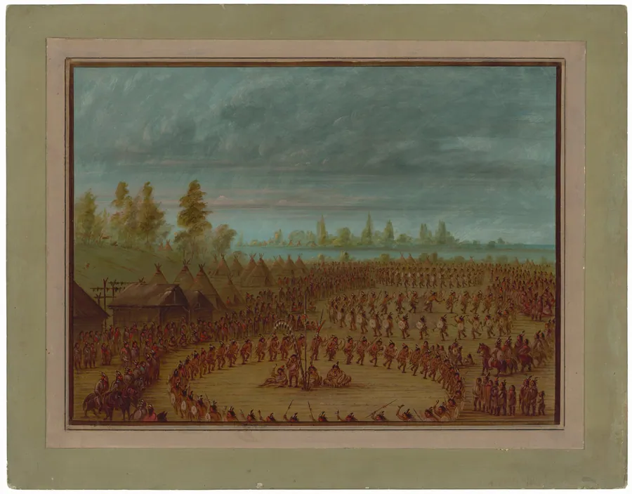 War Dance of the Apachees by George Catlin