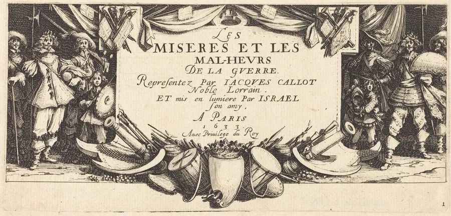 Title Page for "The Large Miseries of War" by Jacques Callot