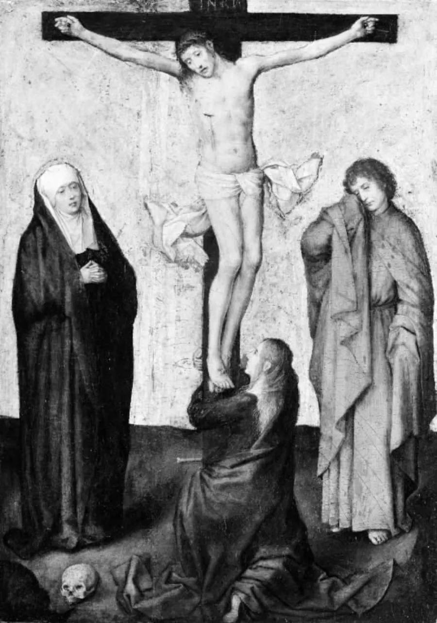 Kristus på korset mellem Jomfru Maria og Johannes by Ubekendt