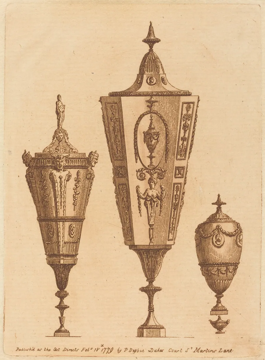 Three Classical Vases, One with Satyr Heads by Patrick Begbie