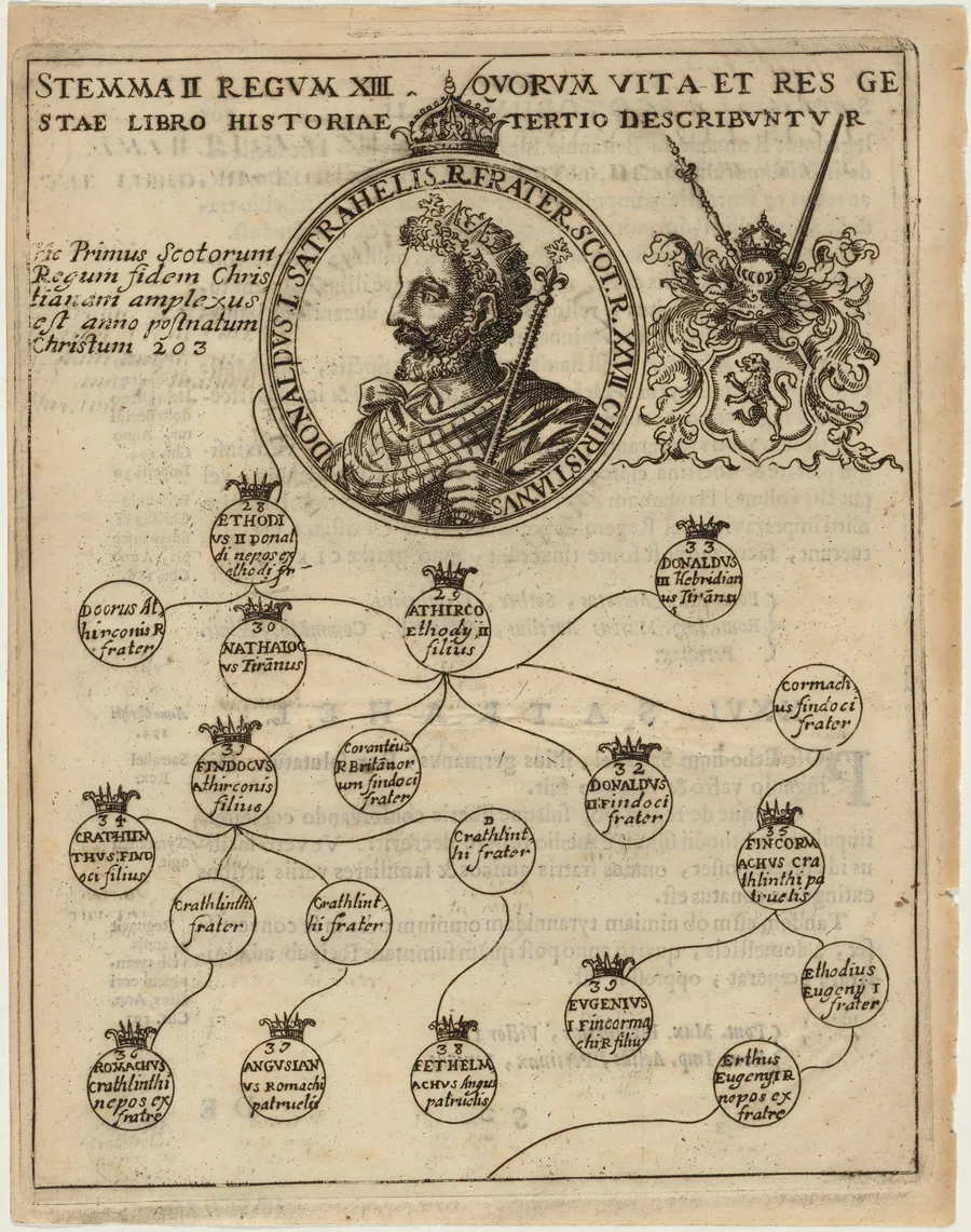 Donald I of Scotland with Geneology by Unknown 19th Century