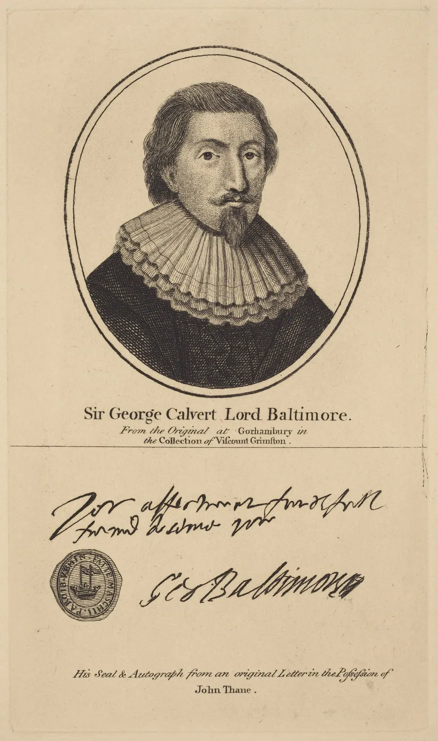 Sir George Calvert, Lord Baltimore by John Thane