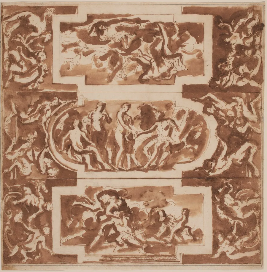 Modello for a Ceiling: Diana and the Dead Endymion, the Judgment of Paris, and the Death of Adonis by Nicolas Poussin