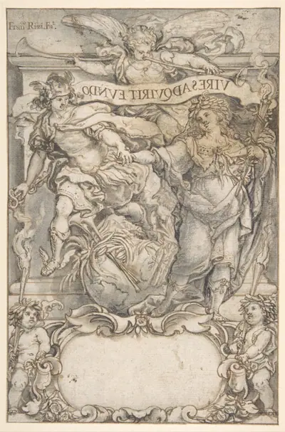 Design for a Frontispiece:  Mercury and Fame
