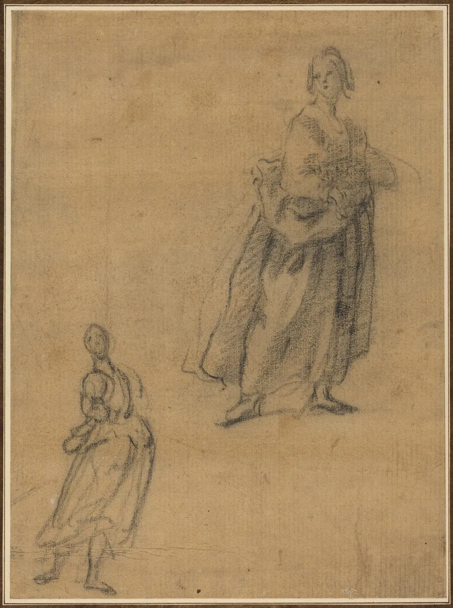 Two Studies of a Standing Woman by Italian 17th Century