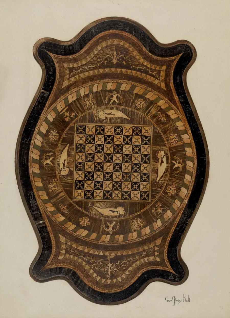 Marquetry Table: Showing Inlay Top by Geoffrey Holt