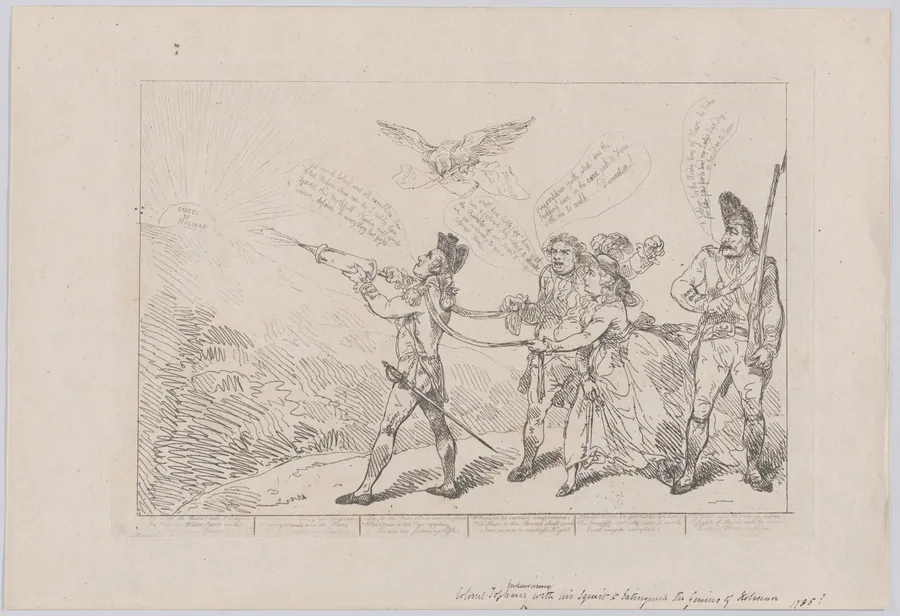 [Col. Topham Endeavouring, With His Squirt, to Extinguish the Genius of Holman] by David Garrick
