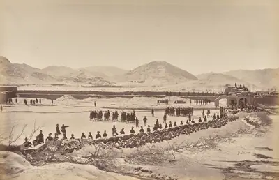 Sherpur. The Laager and Abatts, West Corner, Showing the Kotal and Hills