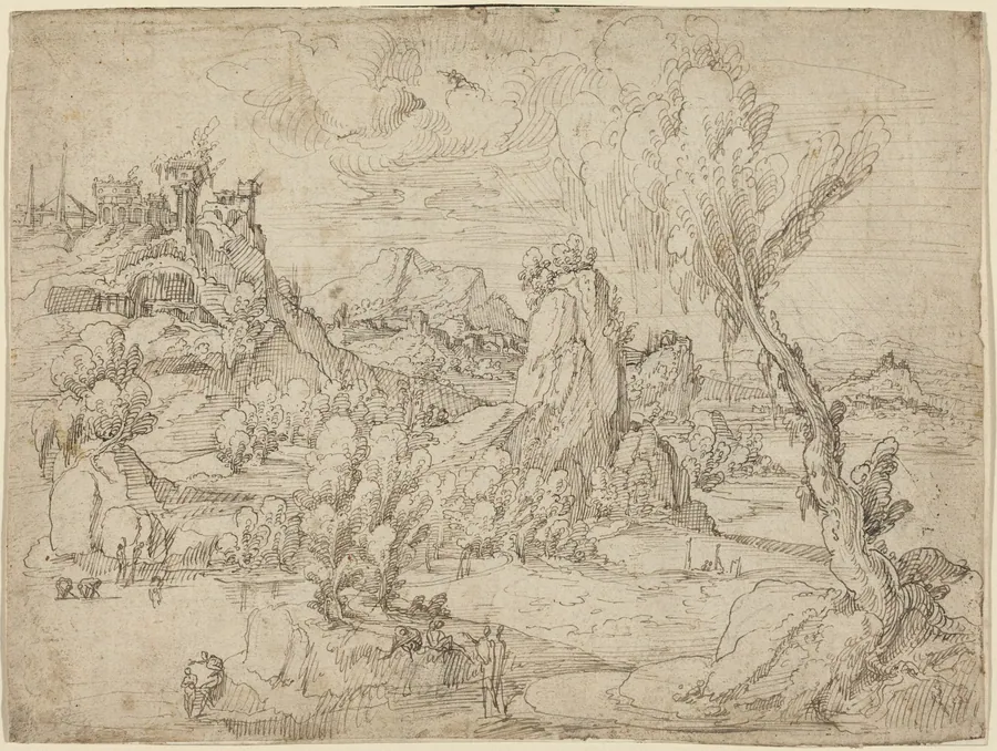 Landscape with the Baptism of Christ by Pieter Cornelisz Kunst