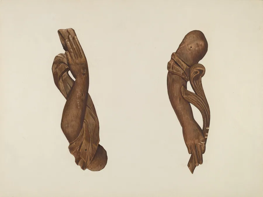 Pair of Carved Wooden Arms by John Davis