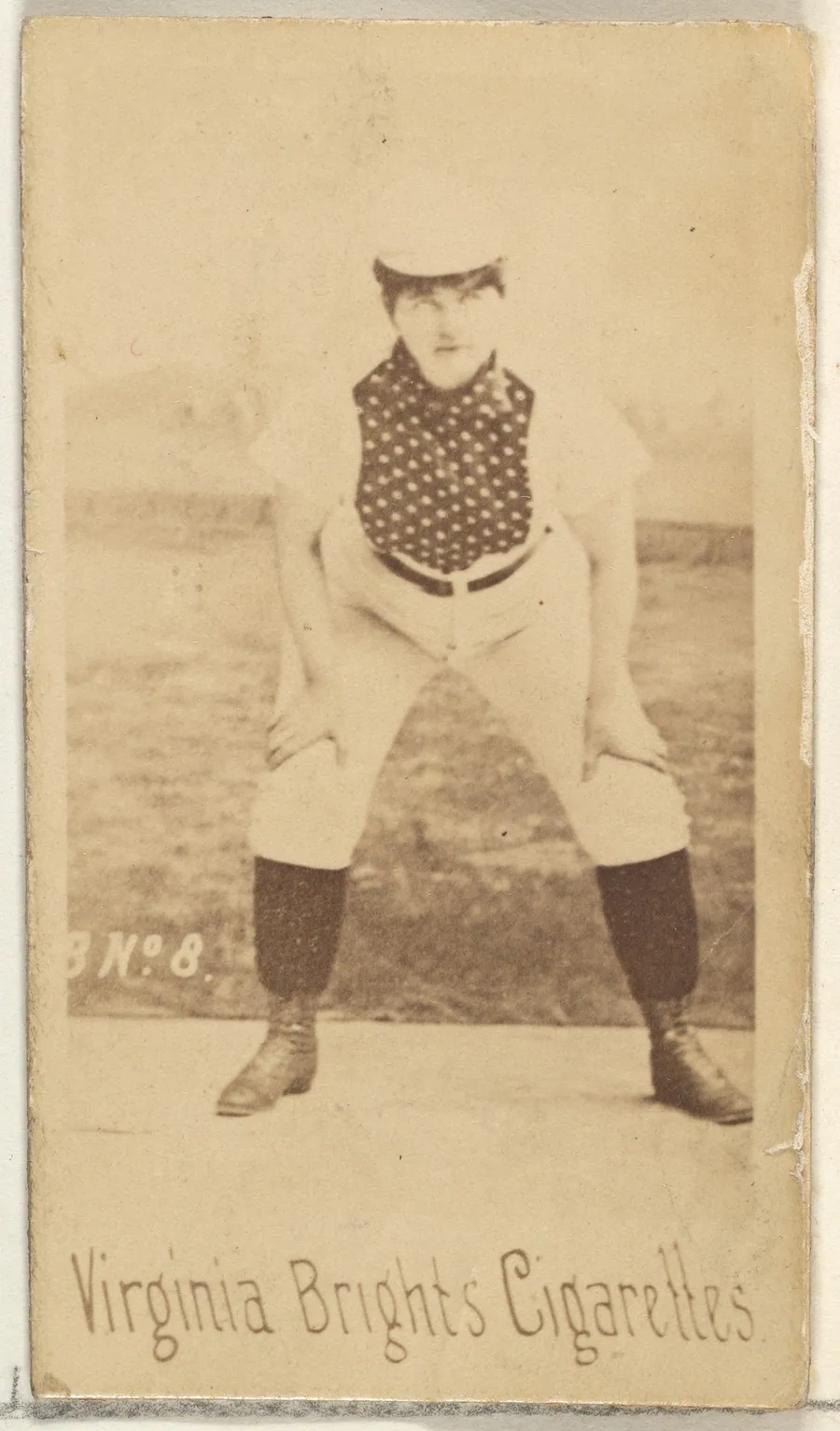 Card 8, from the Girl Baseball Players series (N48, Type 1) for Virginia Brights Cigarettes by Allen & Ginter