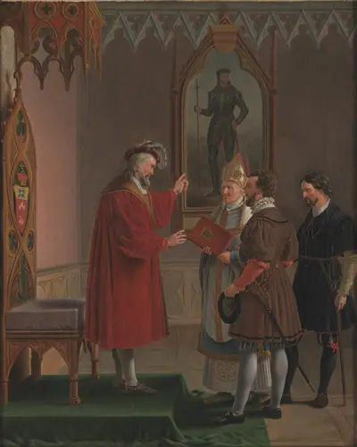 Hertug Adolf afslår tilbuddet om den danske trone. Kopi efter C. W. Eckersberg