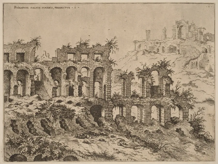 View of the Colosseum with the Palatine in the Background by Hieronymus Cock