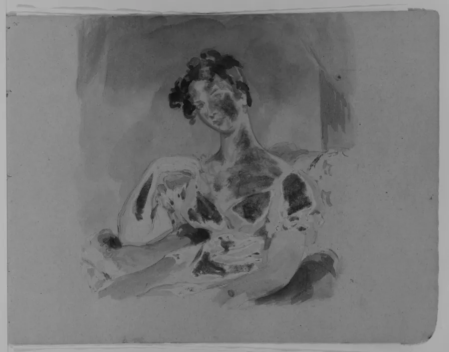 Half-length Portrait of a Woman Seated Before a Window (after Lawrence?) (from Sketchbook) by Thomas Sully