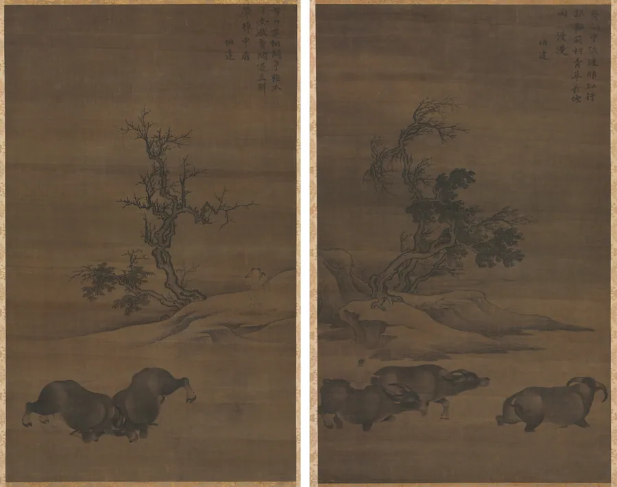 Herdboys and Buffalo in Landscapes by Guo Min