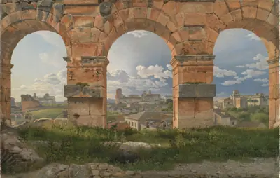 Udsigt gennem tre buer i Colosseums tredje stokværk