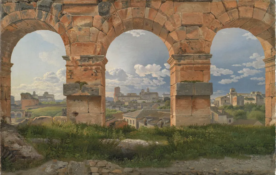 Udsigt gennem tre buer i Colosseums tredje stokværk by C.W. Eckersberg