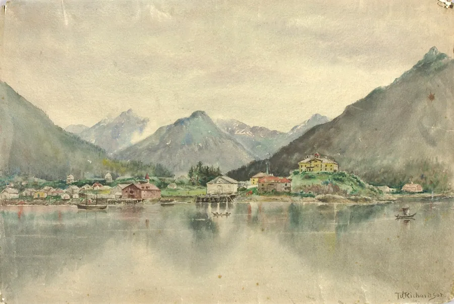 Sitka from the Islands, Showing Russian Castle, 1888 by Theodore J. Richardson, born Readfield, ME 1855-died Minneapolis, MN 1914