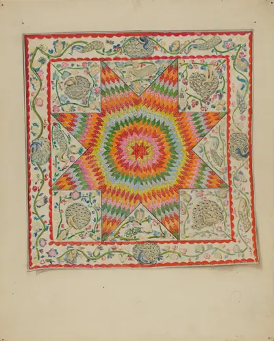 Applique and Patchwork Coverlet - Star of Bethelehem