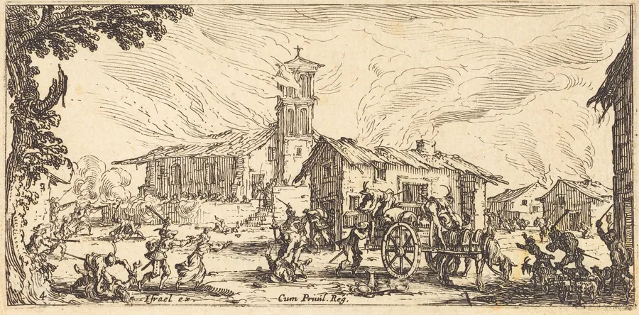 Ravaging and Burning a Village by Jacques Callot