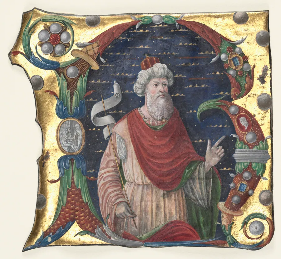Initial R from a Choral Book with King David(?) by Guglielmo Giraldi del Magri [or del Magro]
