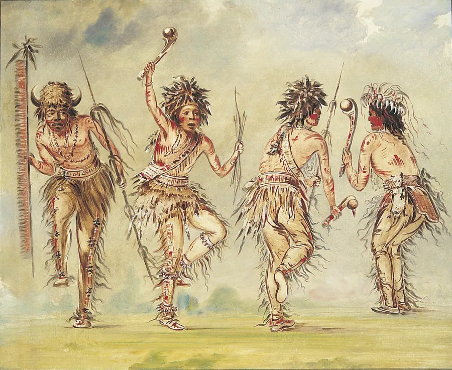 Four Dancers by George Catlin, born Wilkes-Barre, PA 1796-died Jersey City, NJ 1872