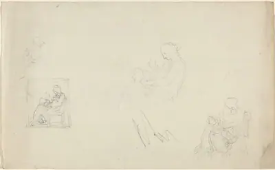 Four Studies of a Seated Woman with Children at Her Feet (Sketches for the Monument to Lady FitzHarris?)