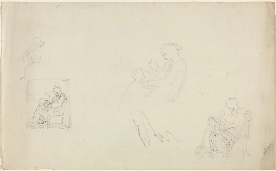 Four Studies of a Seated Woman with Children at Her Feet (Sketches for the Monument to Lady FitzHarris?) by John Flaxman