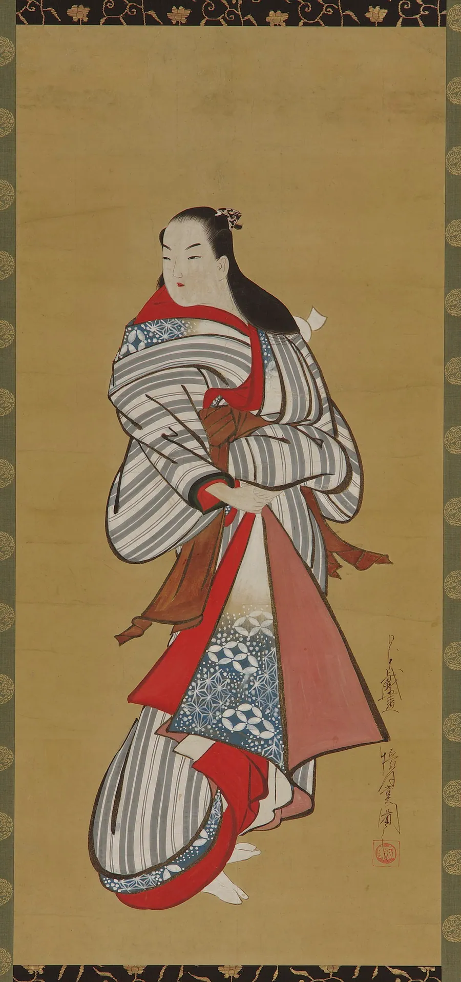Yujo standing by Kaigetsudo Ando 懐月堂安度 (active early 18th century)