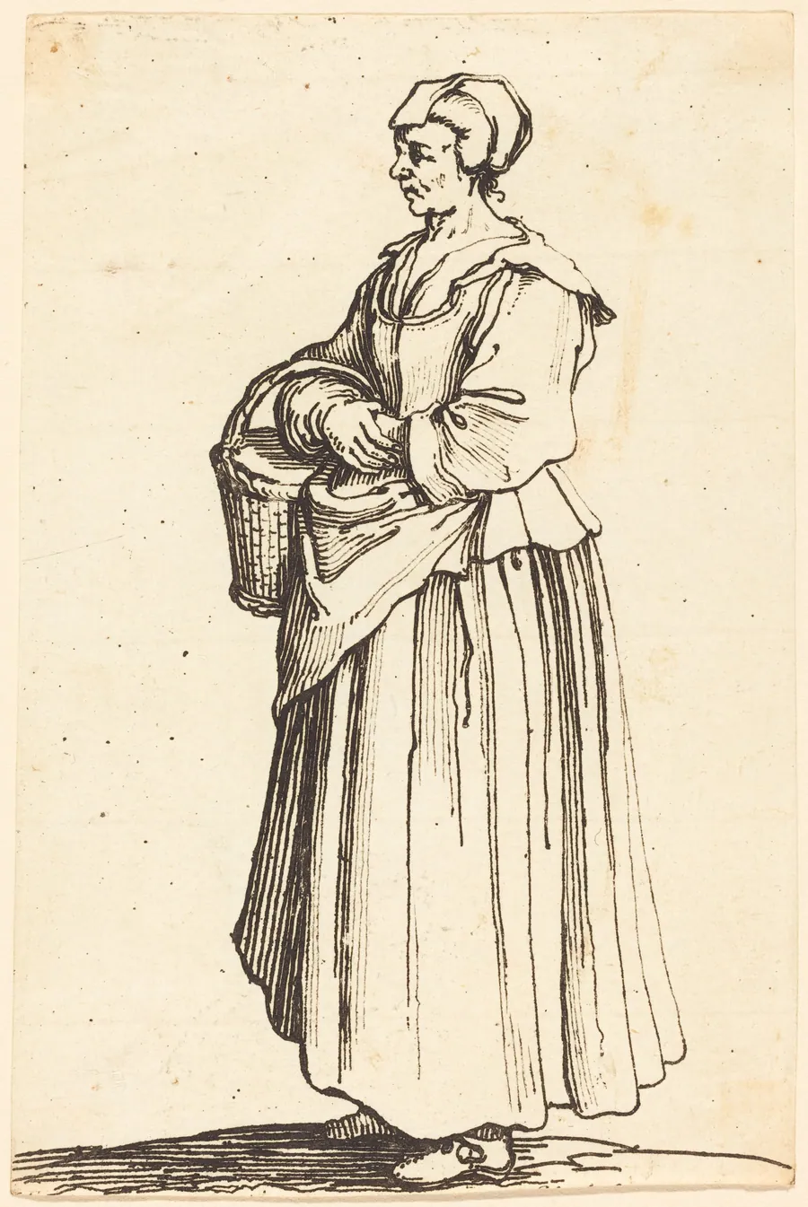 Peasant Woman with Basket, in Profile, Facing Left by Israel Henriet
