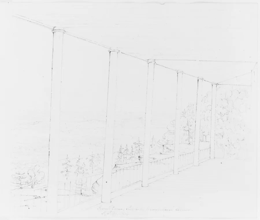 From Piazza. Catskill Mountain House (from Sketchbook) by John William Casilear