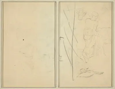 Woman with Cow, and Goose; Counterproof [verso]