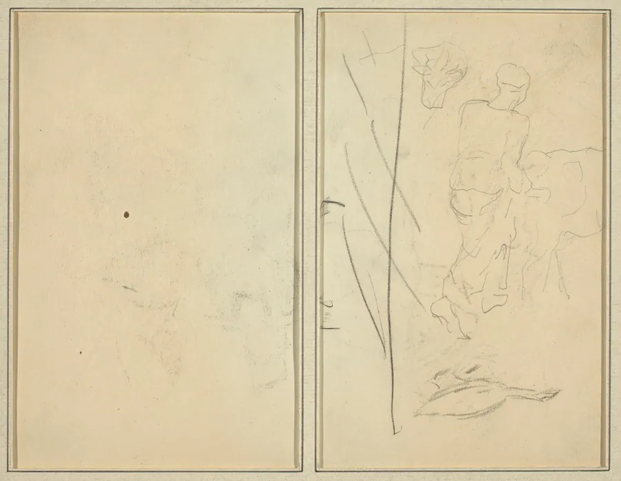 Woman with Cow, and Goose; Counterproof [verso] by Paul Gauguin