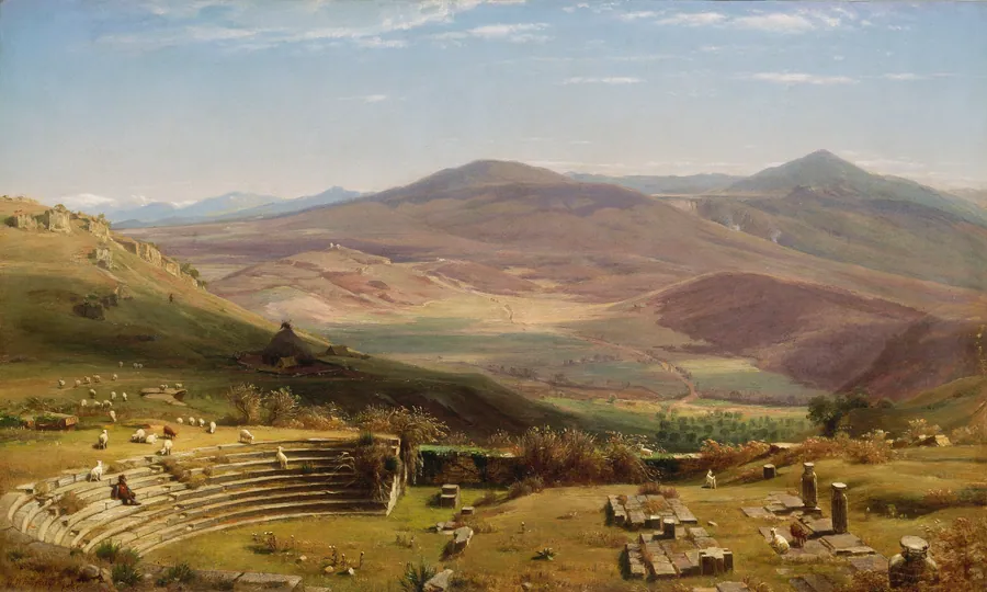 The Amphitheatre of Tusculum and Albano Mountains, Rome by Worthington Whittredge, born Springfield, OH 1820-died Summit, NJ 1910