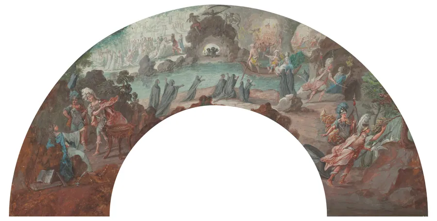 Aeneas in the Underworld, Design for a Fan by François Boucher