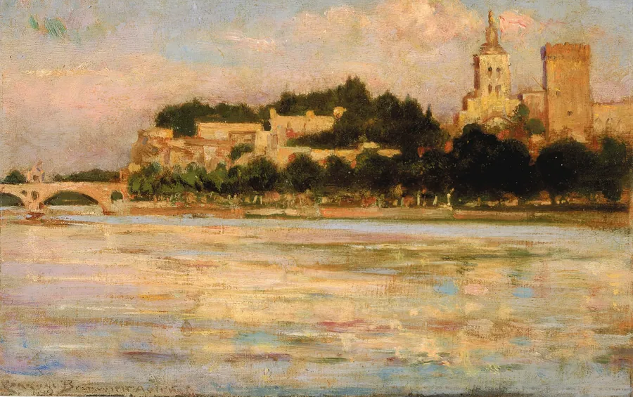 The Palace of the Popes and Pont d'Avignon by Carroll Beckwith, born Hannibal, MO 1852-died New York City 1917