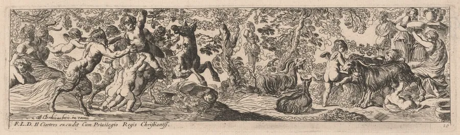 Satyrs and Putti Playing with Animals by Pierre Brebiette