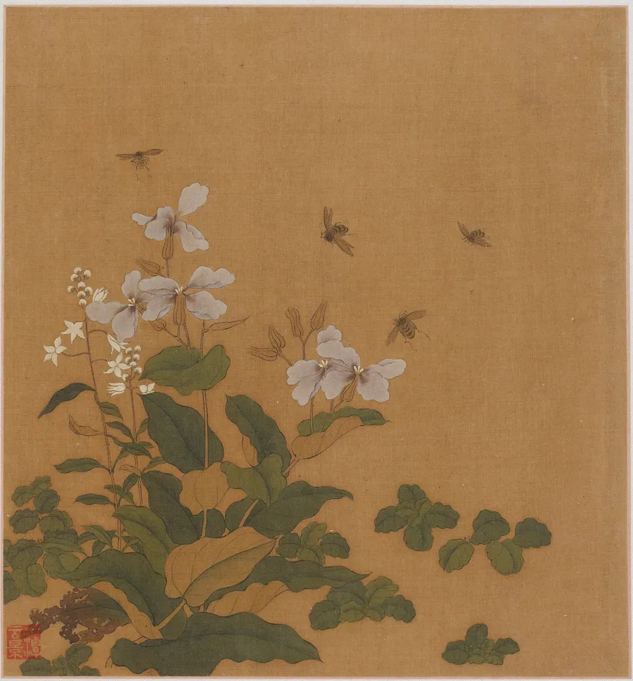 Bees hovering over flowers by Formerly attributed to Zhao Boju (ca. 1120s-ca.1162)